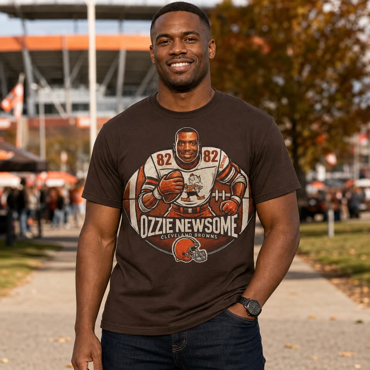 Cleveland Browns Ozzie Newsome Exclusive Retro Football Artwork Shirt