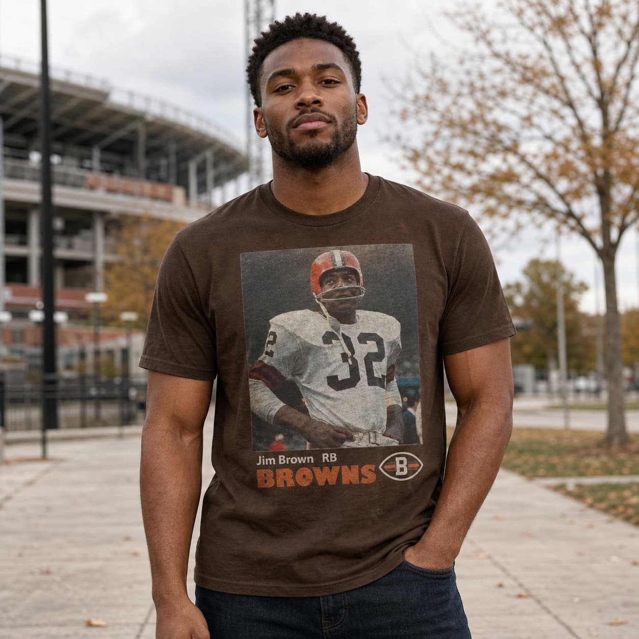 Cleveland Browns RB Jim Brown Exclusive Retro Football Artwork Shirt