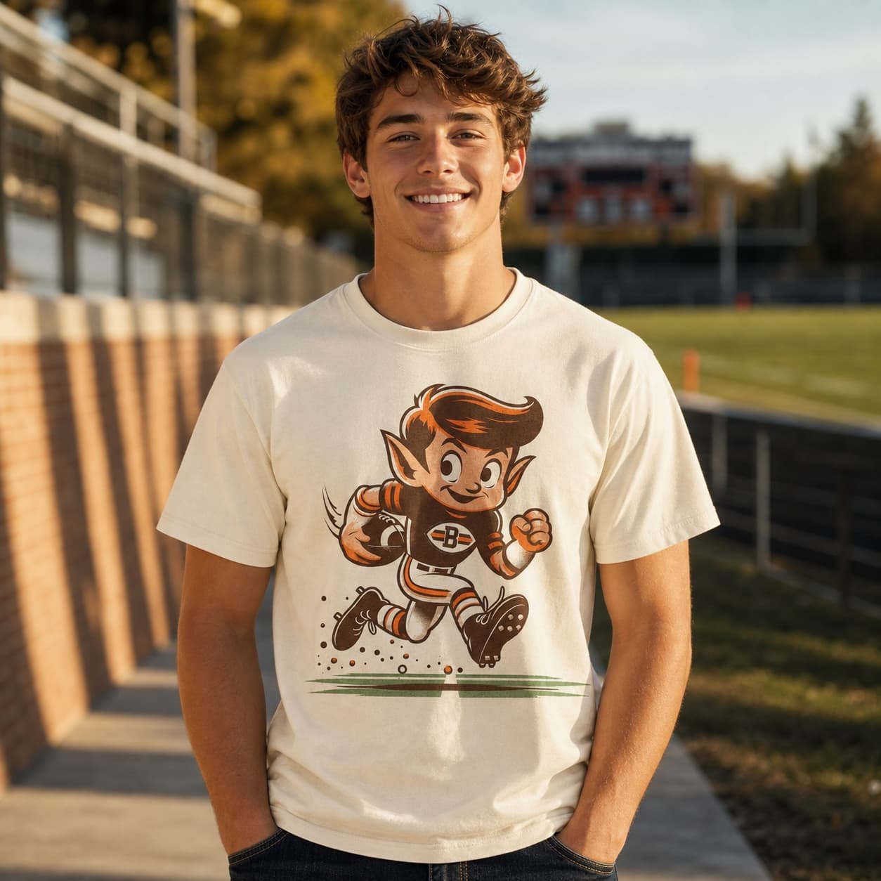 Cleveland Browns Retro Elf Mascot Football Artwork Shirt