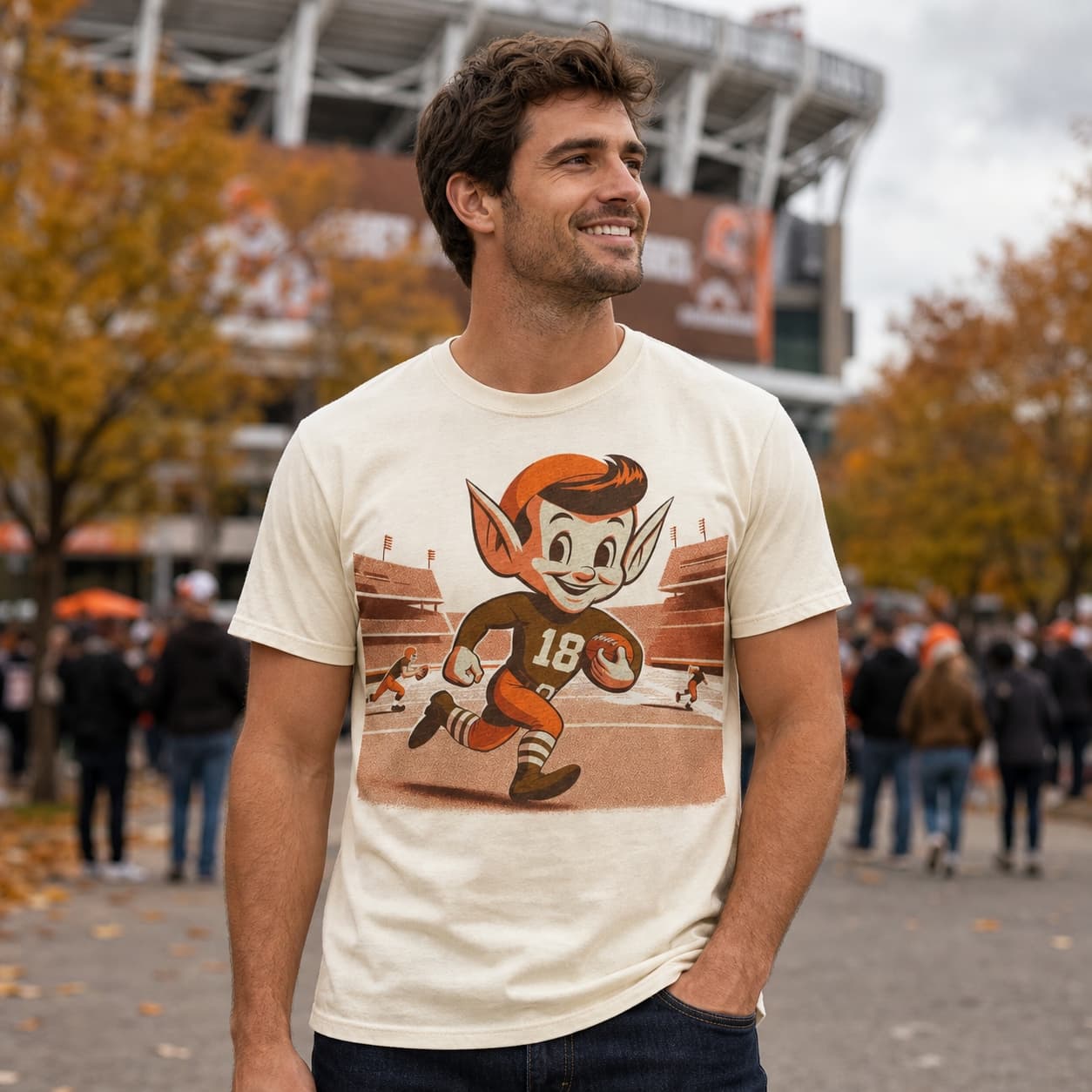 Cleveland Browns Retro Elf Mascot Football Artwork Style 5