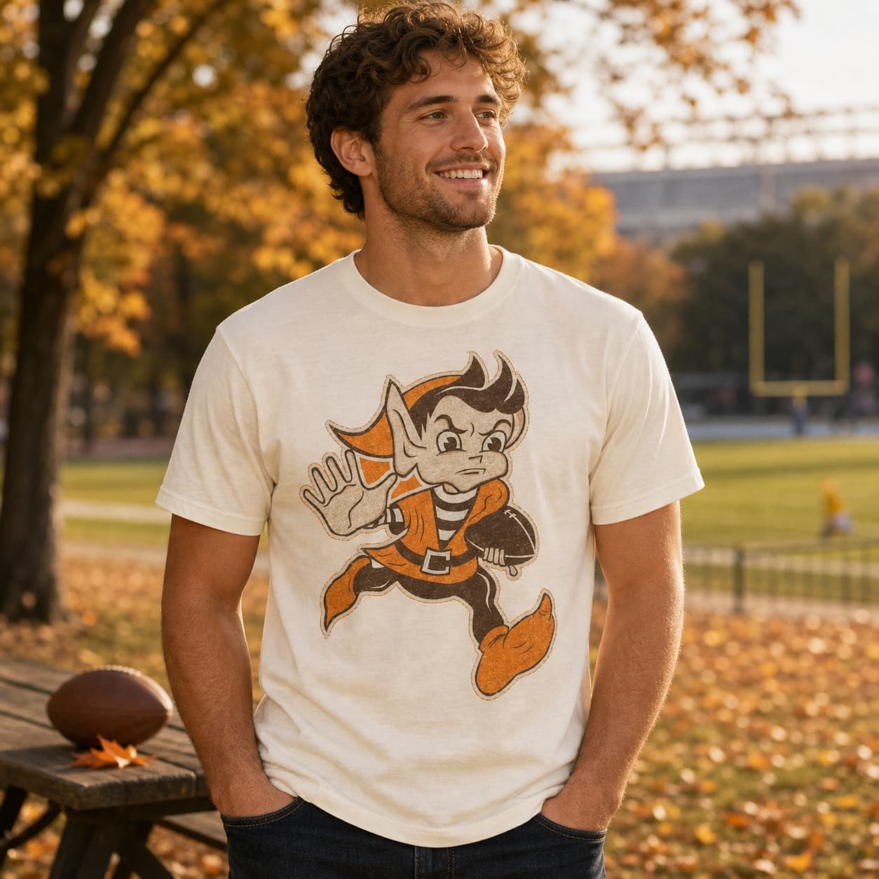 Cleveland Browns Retro Elf Mascot Football Artwork Style 6