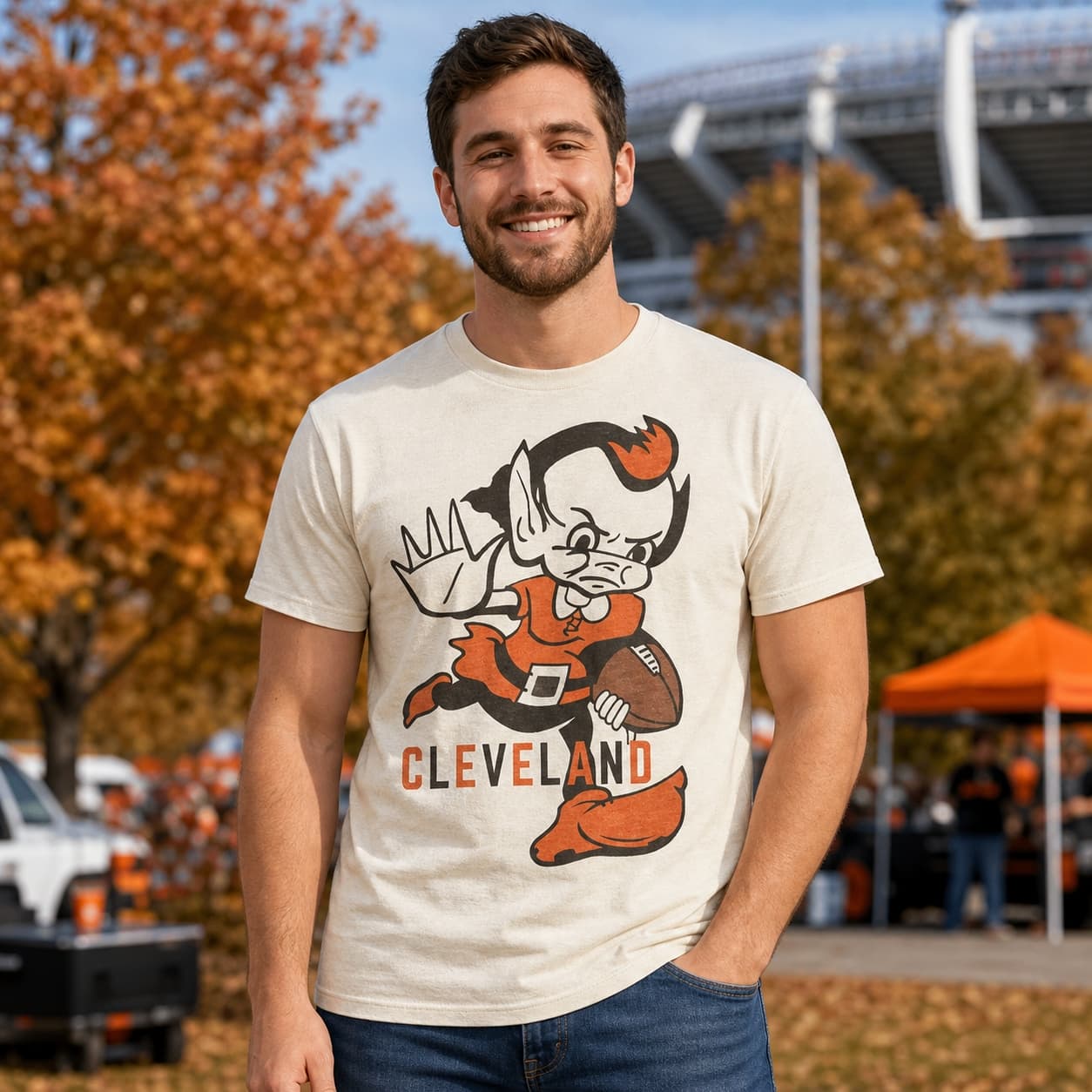 Cleveland Browns Retro Elf Mascot Football Artwork Style 7