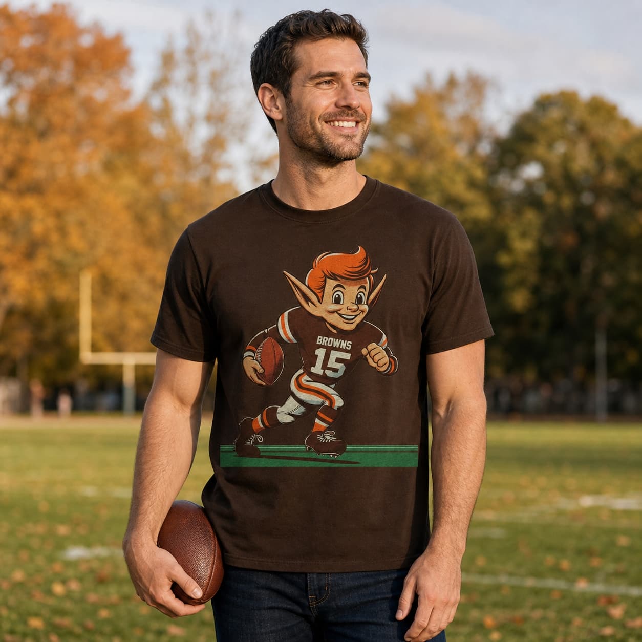 Cleveland Browns Retro Elf Mascot Football Artwork Tee