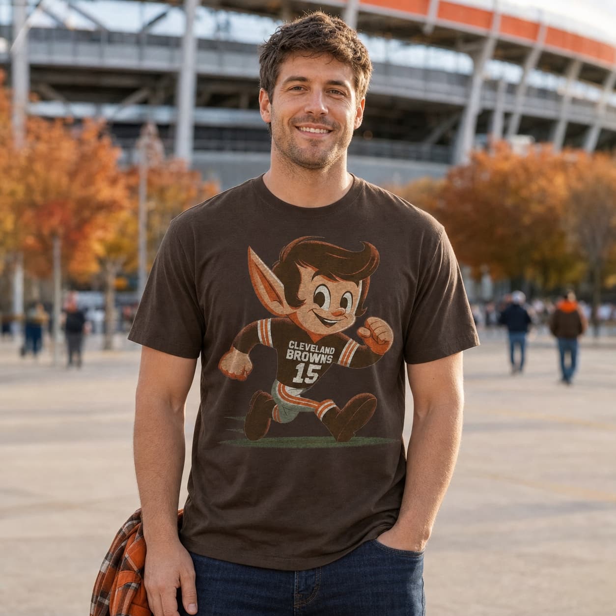 Cleveland Browns Retro Elf Mascot Football Artwork TShirt