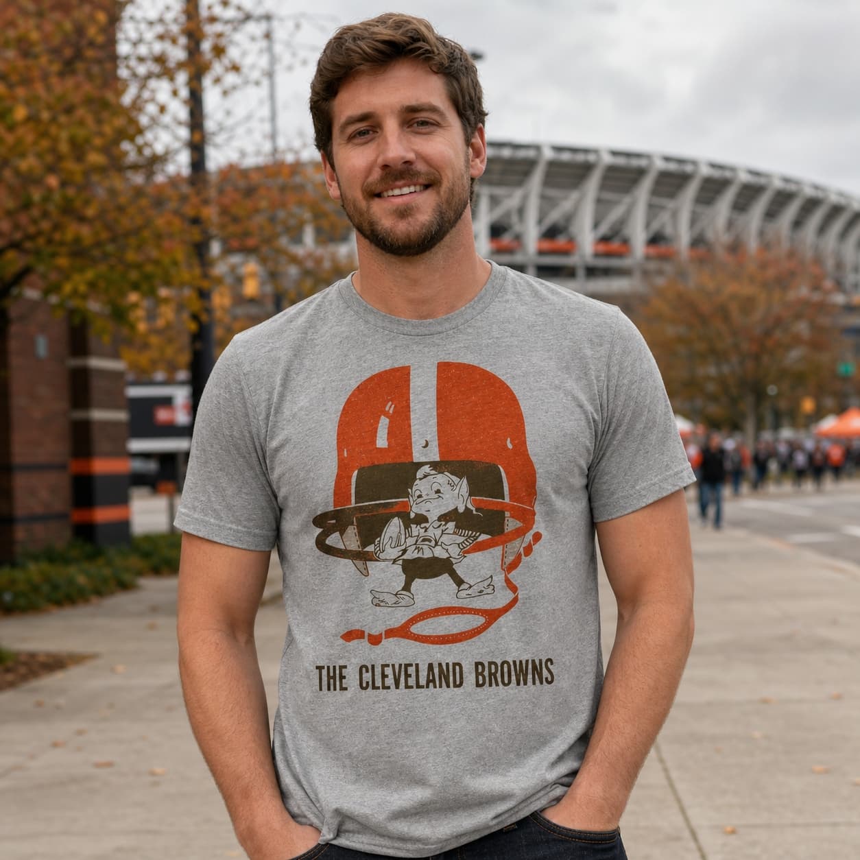 Cleveland Browns Retro Football Helmet Brownie the Elf Mascot 1957 Artwork Shirt