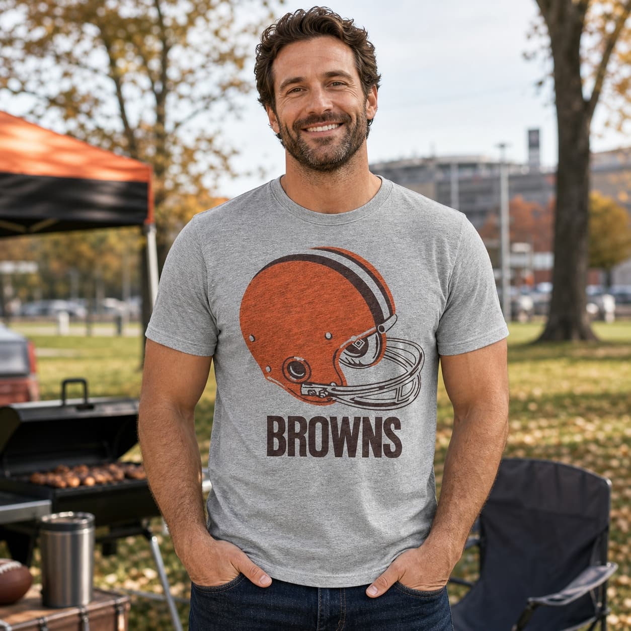 Cleveland Browns Retro Mascot Football Helmet Artwork Shirt