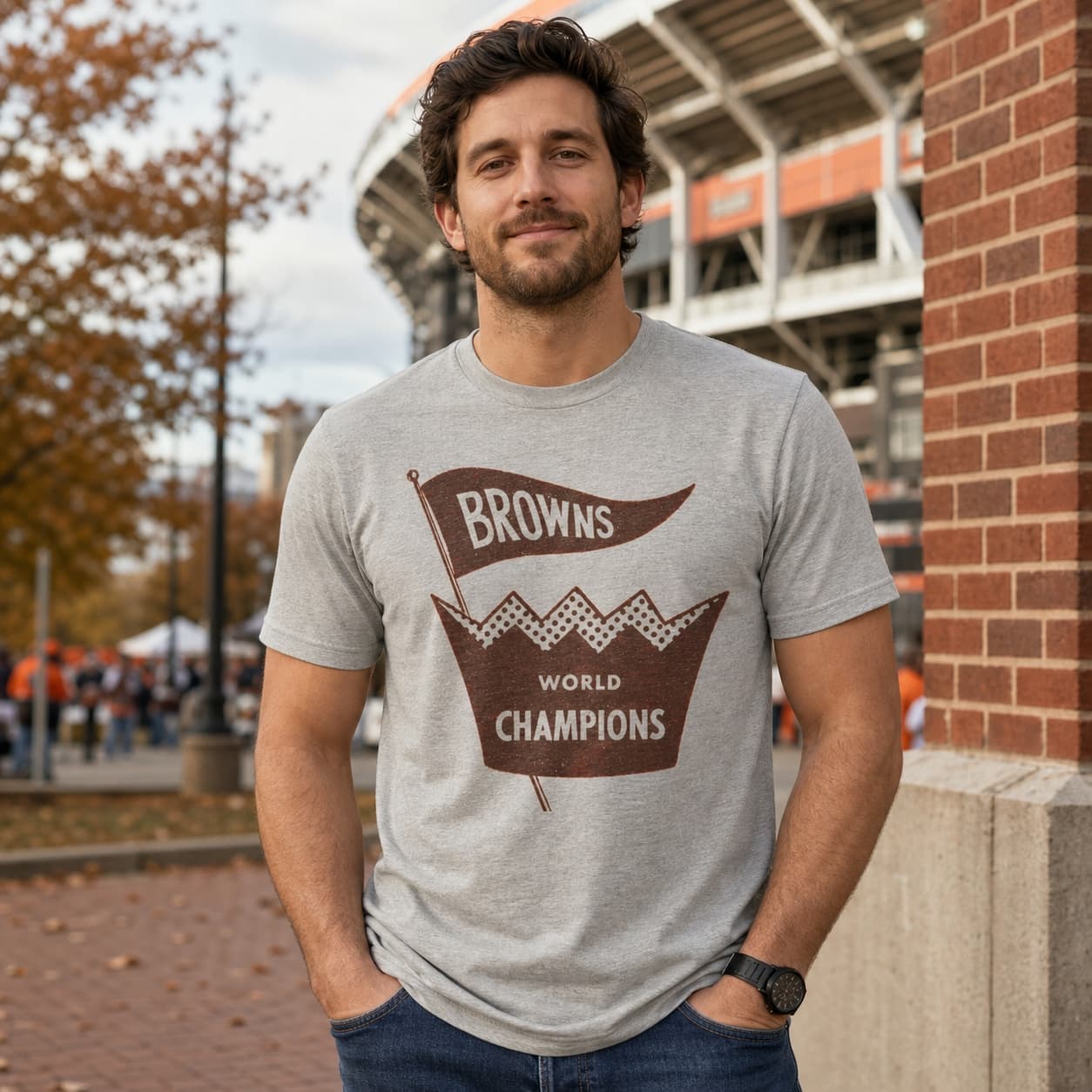 Cleveland Browns Retro World Champions Football 1964 Artwork Heather T-Shirt