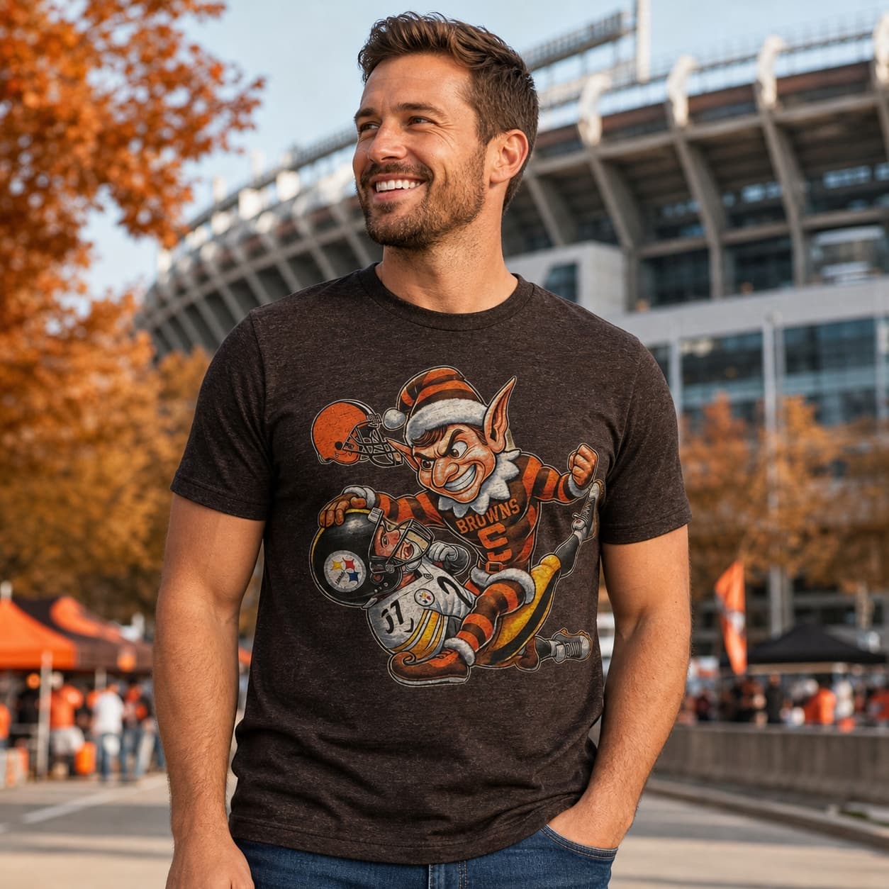 Cleveland Browns vs. Pittsburgh Steelers Exclusive Retro Rivalries Football 1973 Artwork Shirt