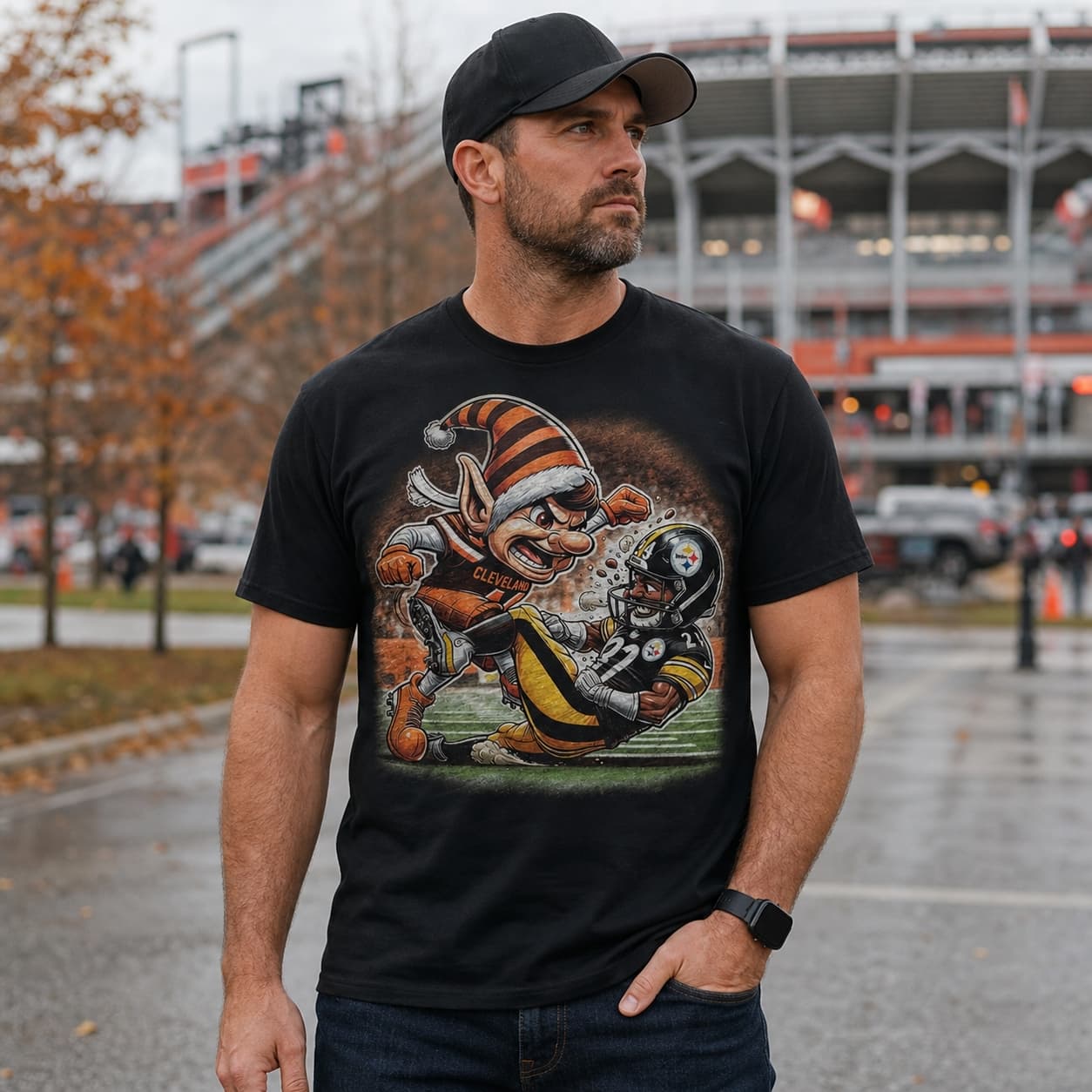 Cleveland Browns vs. Pittsburgh Steelers Exclusive Retro Rivalries Football Intimidating Artwork Shirt