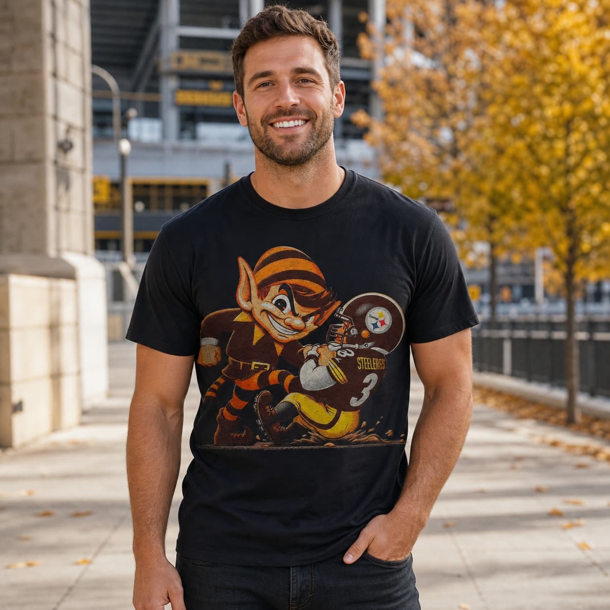 Cleveland Browns vs. Pittsburgh Steelers Retro Rivalry Football Mascot 1987 Artwork Shirt