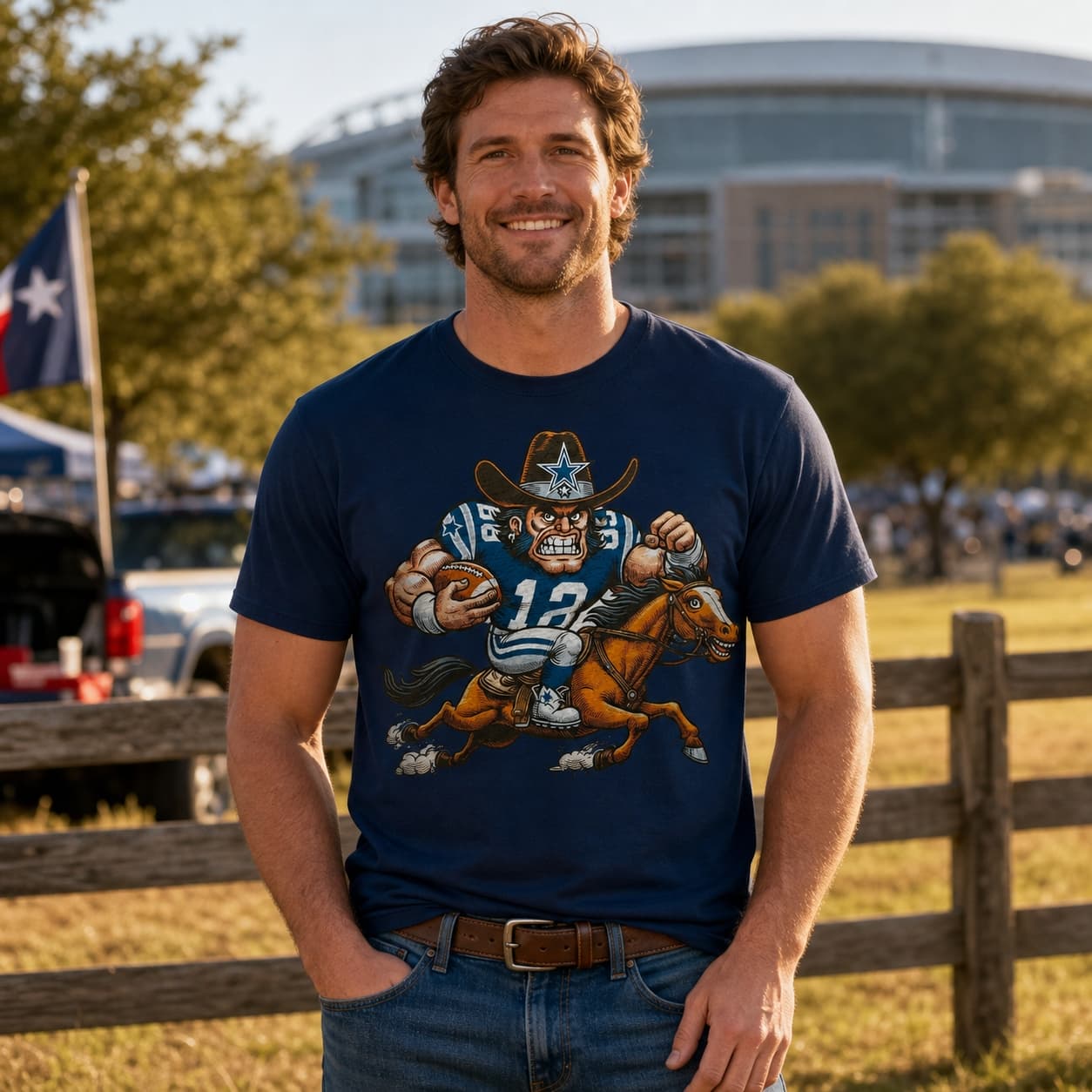 Dallas Cowboys Classic Retro Football Mascot Artwork Shirt