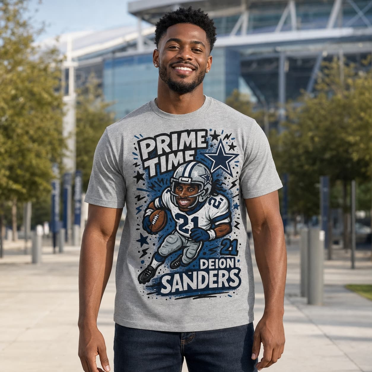 Dallas Cowboys Deion Sanders Prime Time Exclusive Retro Football Graffiti Artwork Shirt
