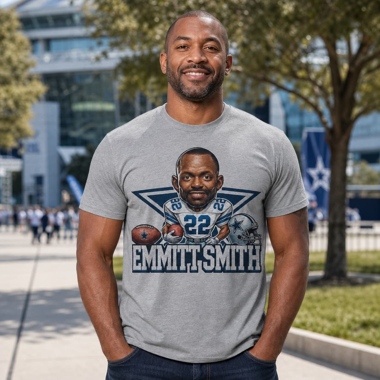 Dallas Cowboys Emmitt Smith Exclusive Retro Football 1990 Artwork Shirt