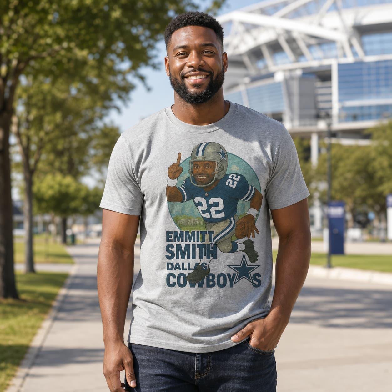 Dallas Cowboys Emmitt Smith Exclusive Retro Football City 1992 Artwork Shirt