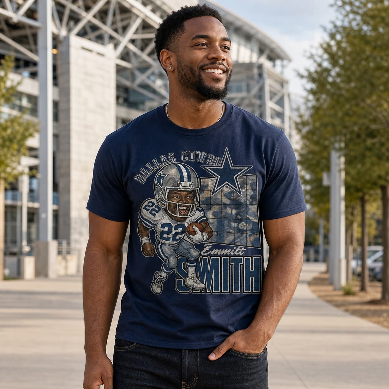 Dallas Cowboys Emmitt Smith Retro Football 1990 Artwork Shirt