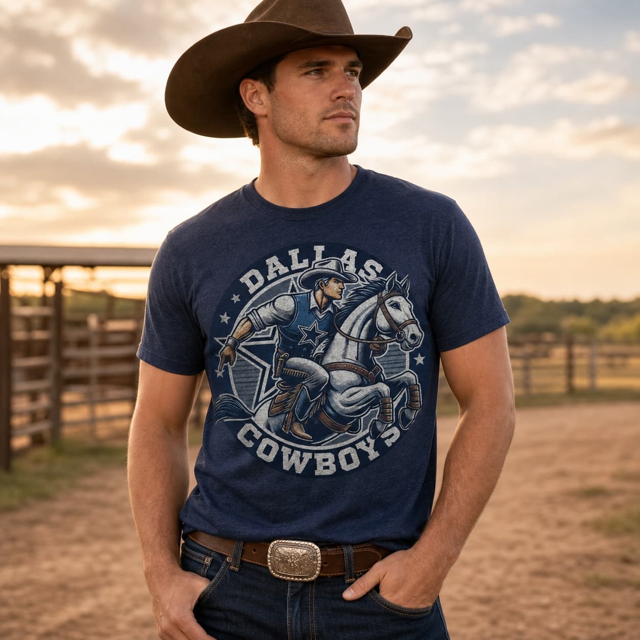 Dallas Cowboys Exclusive Retro Football Circle Mascot Artwork Shirt