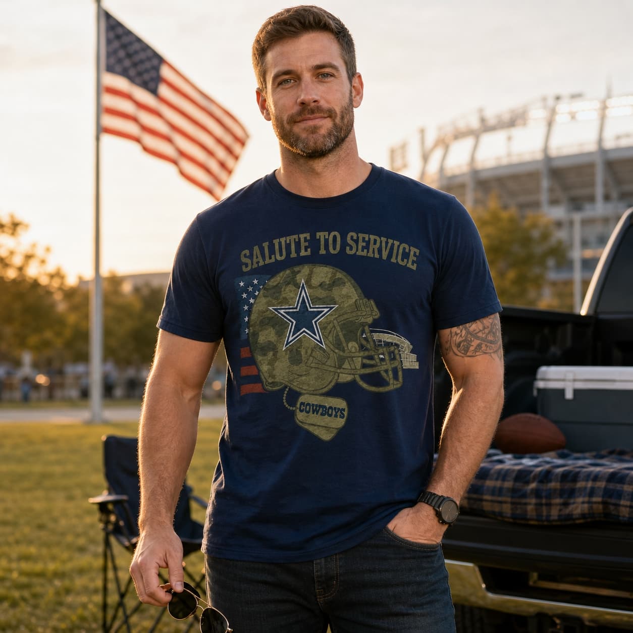 Dallas Cowboys Exclusive Retro Football Service Salute Artwork Shirt