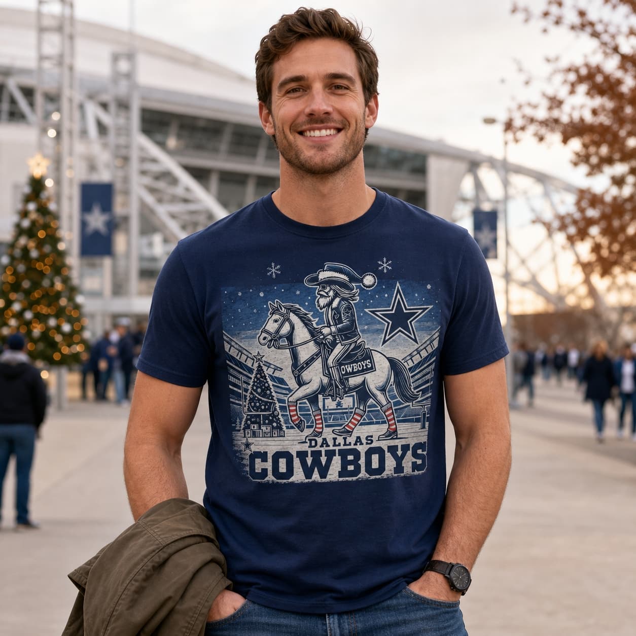 Dallas Cowboys Holiday Exclusive Retro Football Rowdy Artwork Shirt