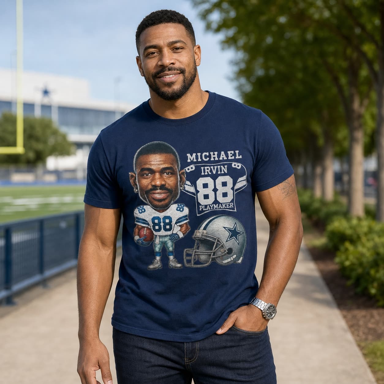 Dallas Cowboys Michael Irvin The Playmaker Exclusive Retro Football 1991 Artwork Shirt