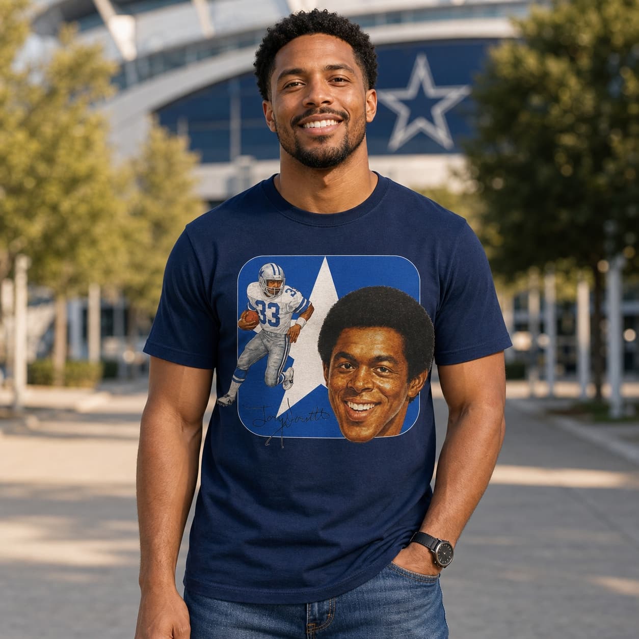Dallas Cowboys Tony Dorsett Star Retro Football 1982 Artwork Shirt