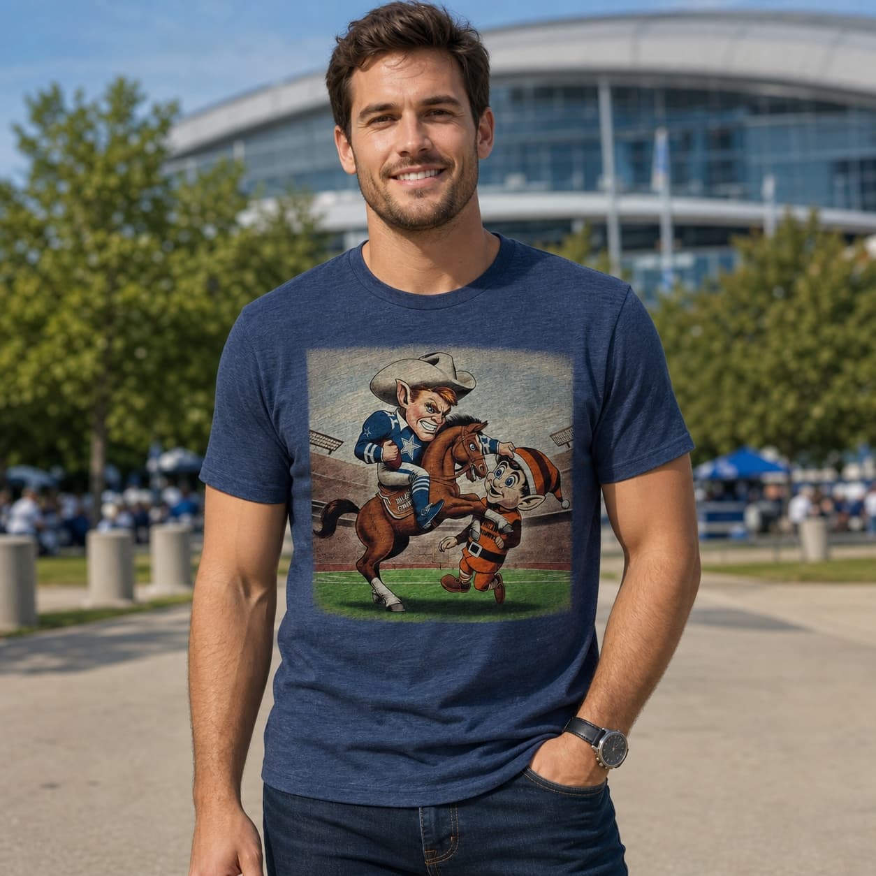Dallas Cowboys vs. Cleveland Browns Retro Rivalry Football Mascot 1978 Artwork Shirt