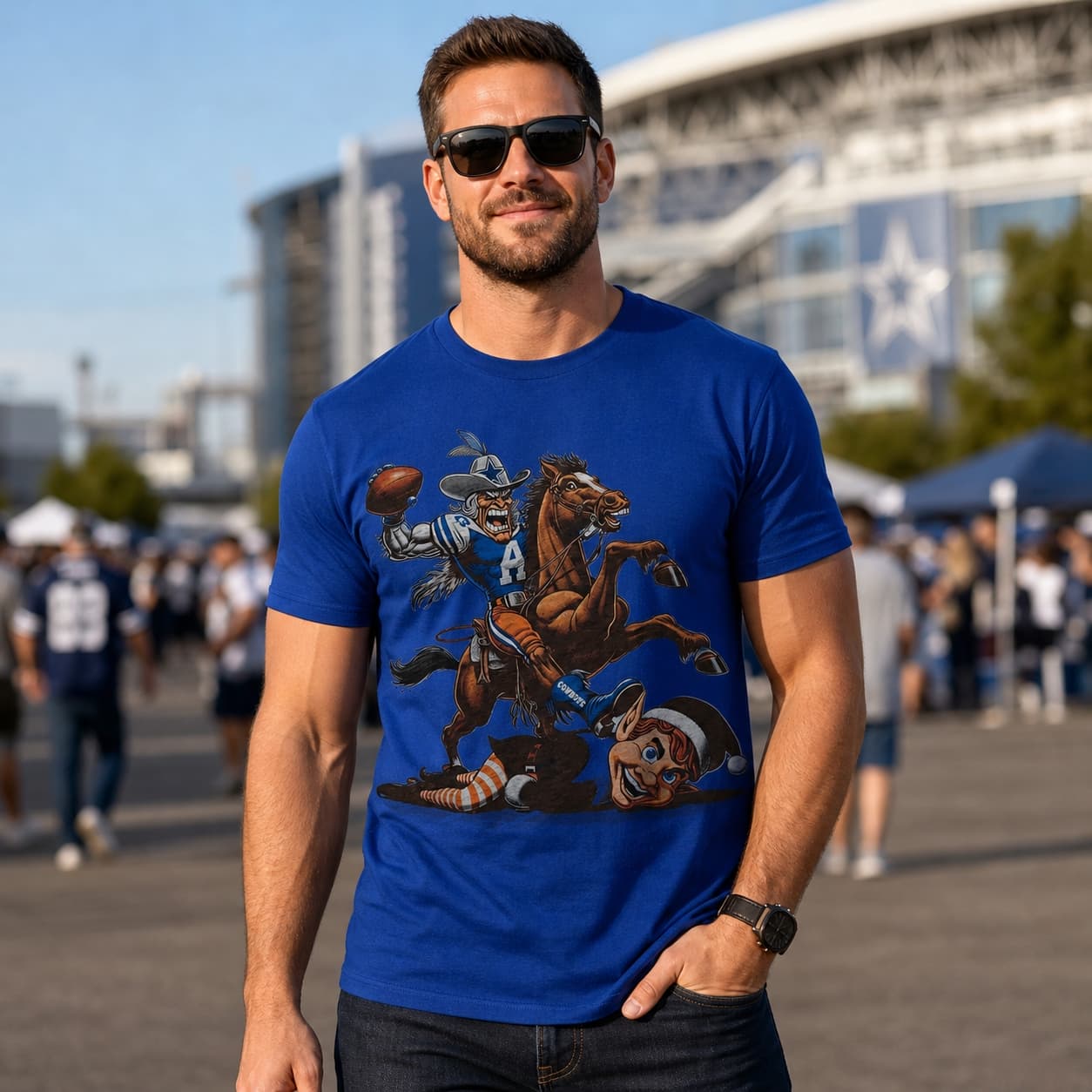 Dallas Cowboys vs. Cleveland Browns Retro Rivalry Football Mascot 1985 Artwork Shirt