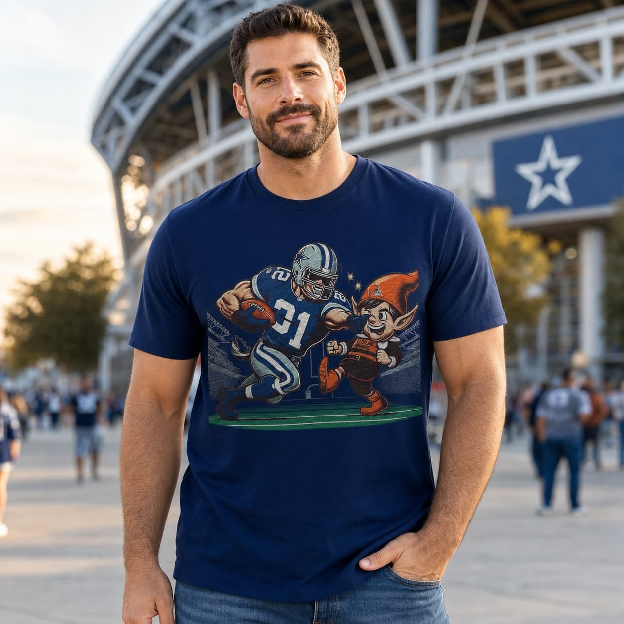 Dallas Cowboys vs. Cleveland Browns Retro Rivalry Football Mascot Artwork Shirt