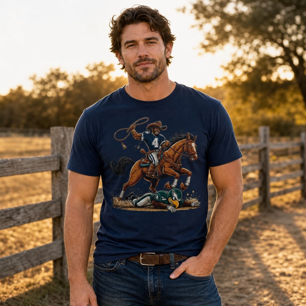 Dallas Cowboys vs. Philadelphia Eagles Retro Rivalry Football Stomp Artwork Shirt