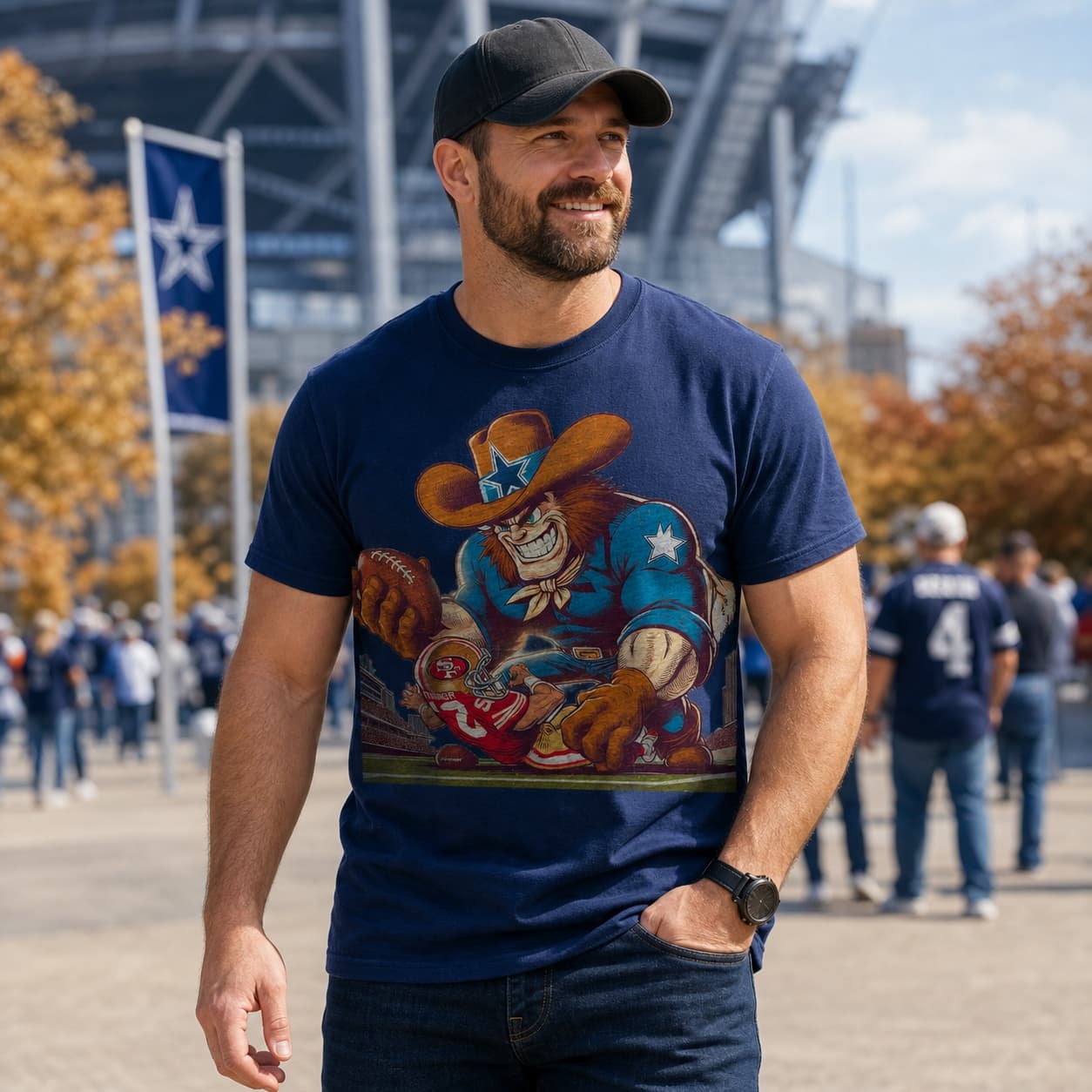 Dallas Cowboys vs. San Francisco 49ers Retro Rivalry Football Mascot 1989 Artwork Shirt