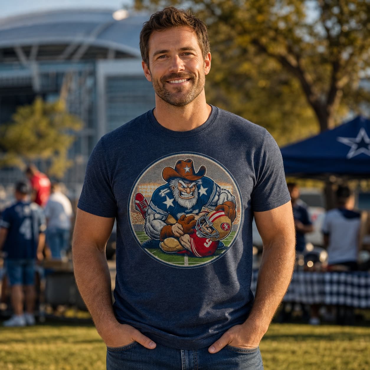 Dallas Cowboys vs. San Francisco 49ers Retro Rivalry Football Mascot 1993 Artwork Shirt