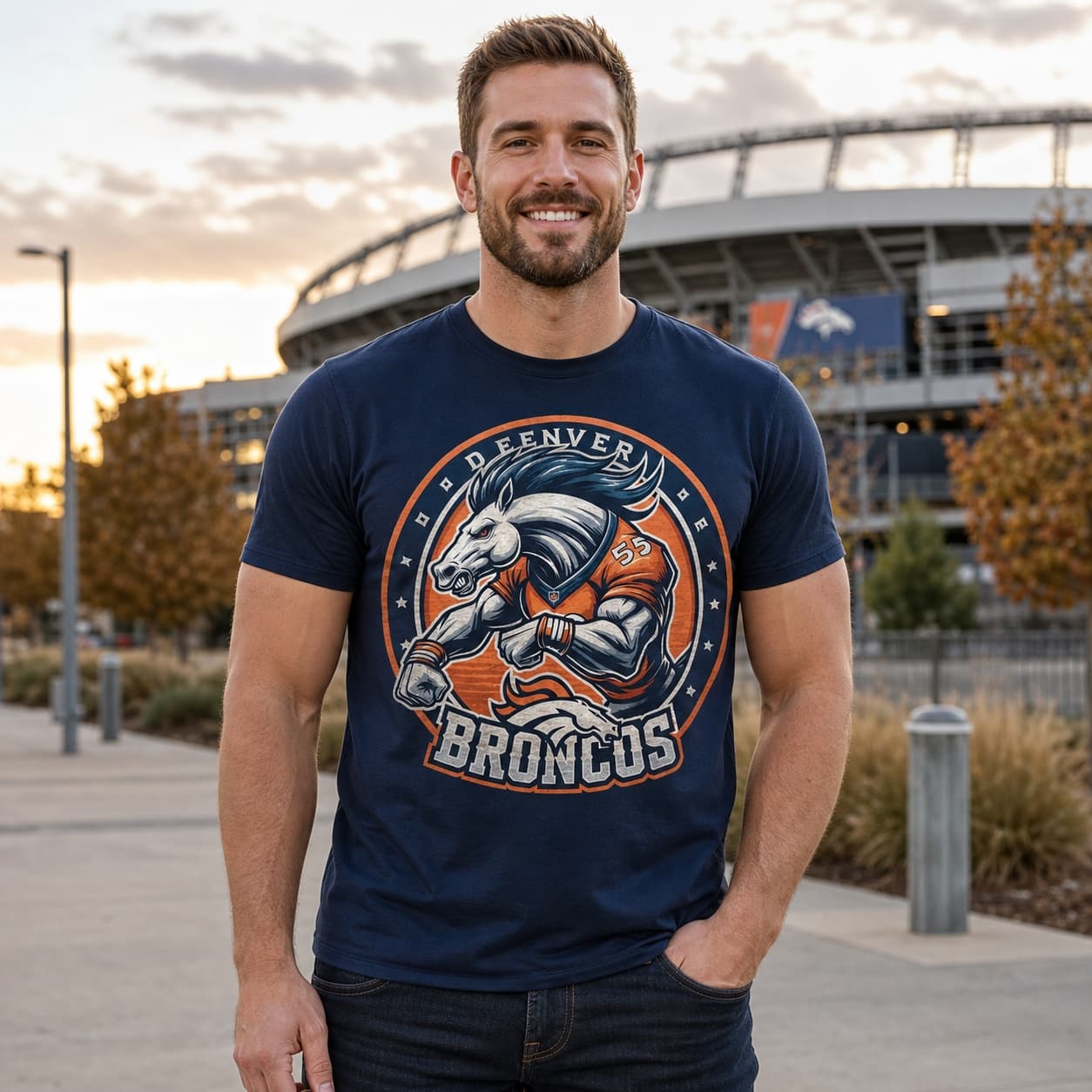 Denver Broncos Exclusive Retro Football Circle Artwork Shirt