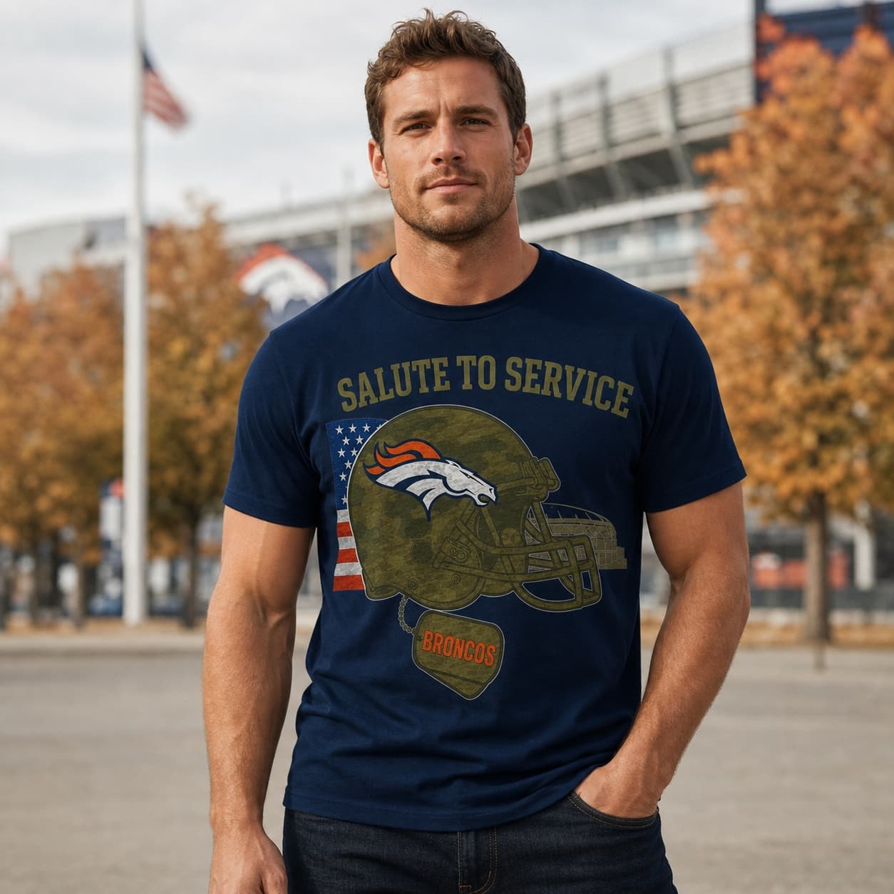 Denver Broncos Exclusive Retro Football Service Salute Artwork Shirt