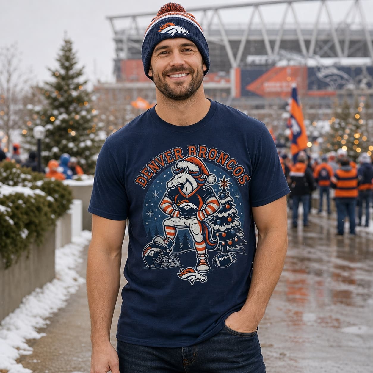 Denver Broncos Holiday Exclusive Retro Football Artwork Shirt