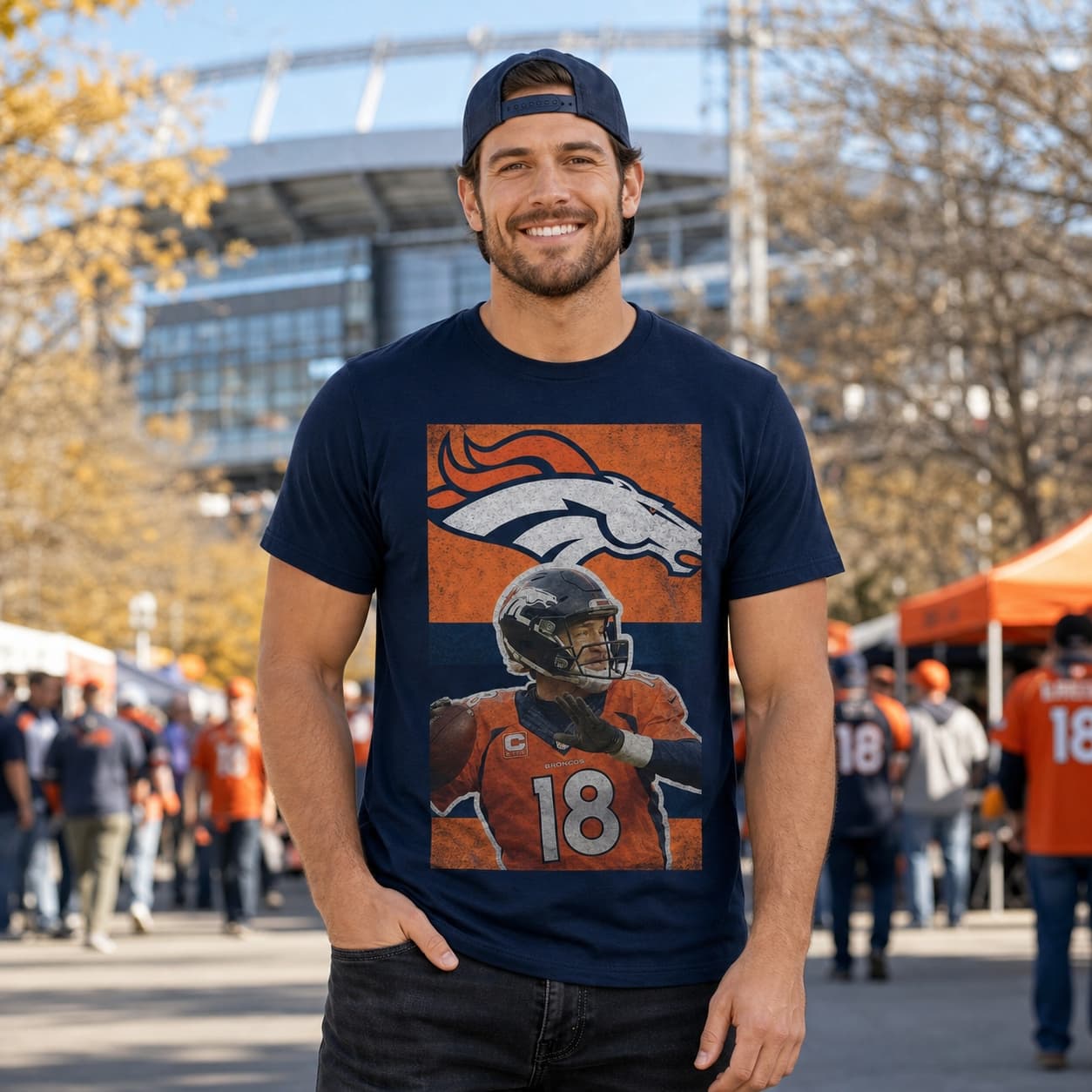 Denver Broncos Peyton Manning Exclusive Retro Football Artwork Shirt
