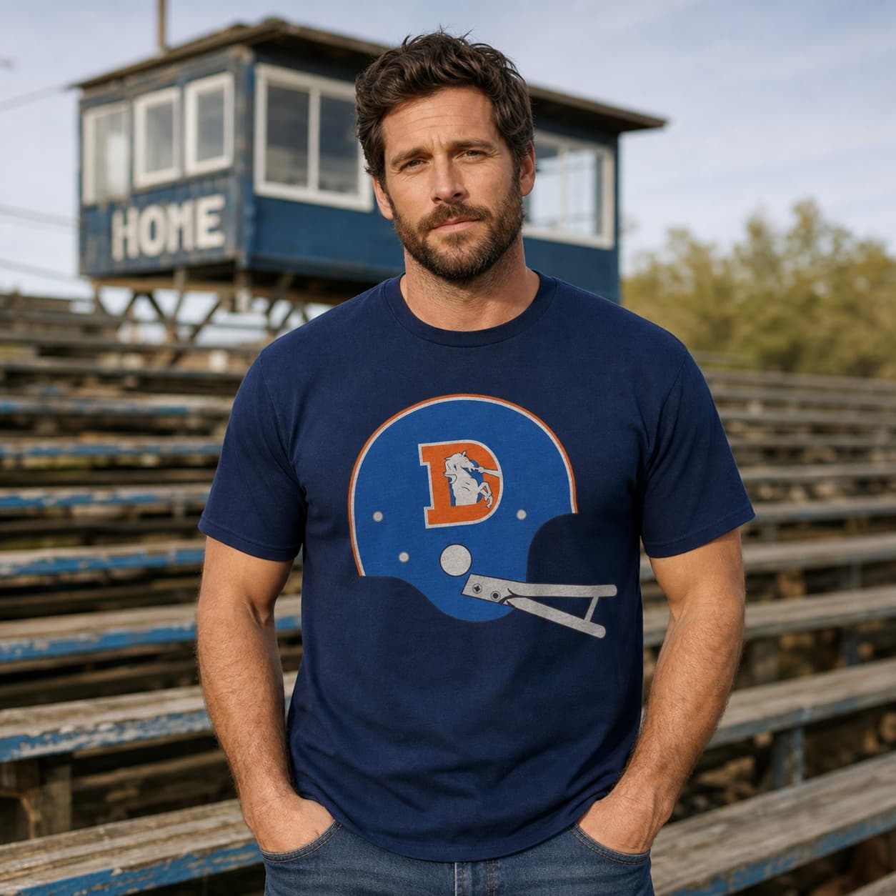 Denver Broncos Retro Football 1965 Artwork Heather T-Shirt