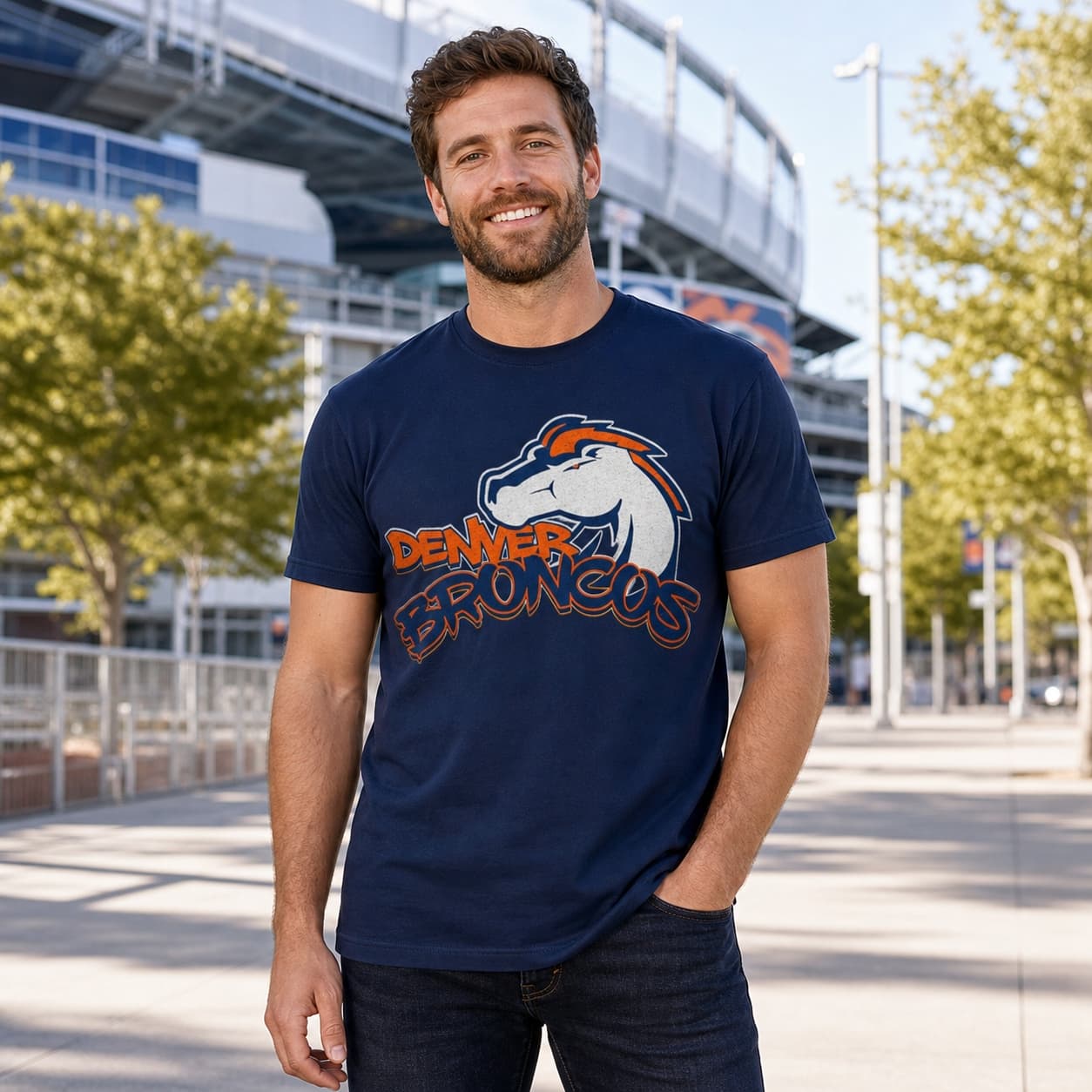Denver Broncos Retro Football Artwork Shirt