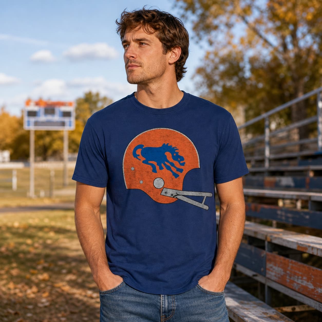 Denver Broncos Retro Football Helmet 1962 Artwork Shirt