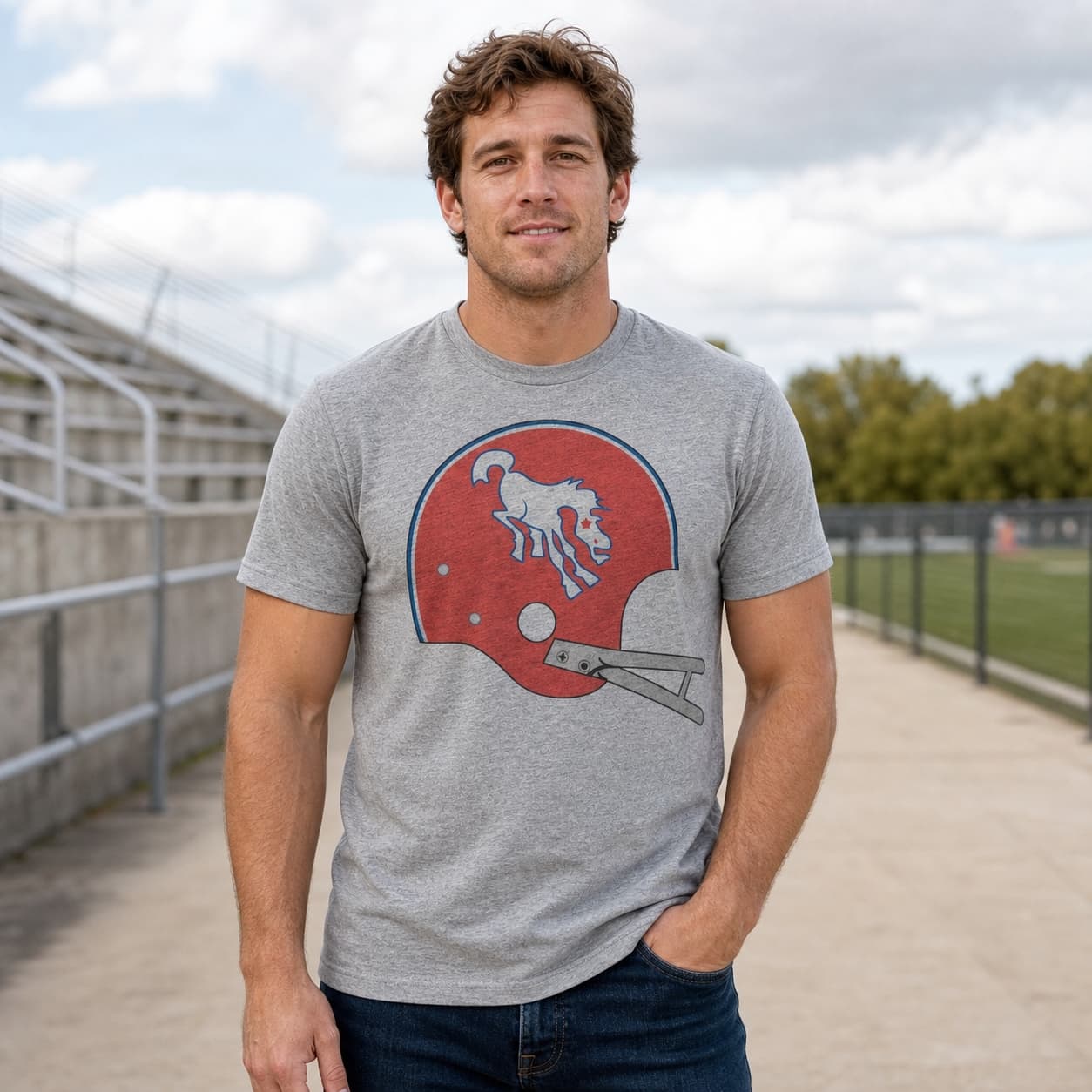Denver Broncos Retro Football Helmet 1966 Artwork Shirt