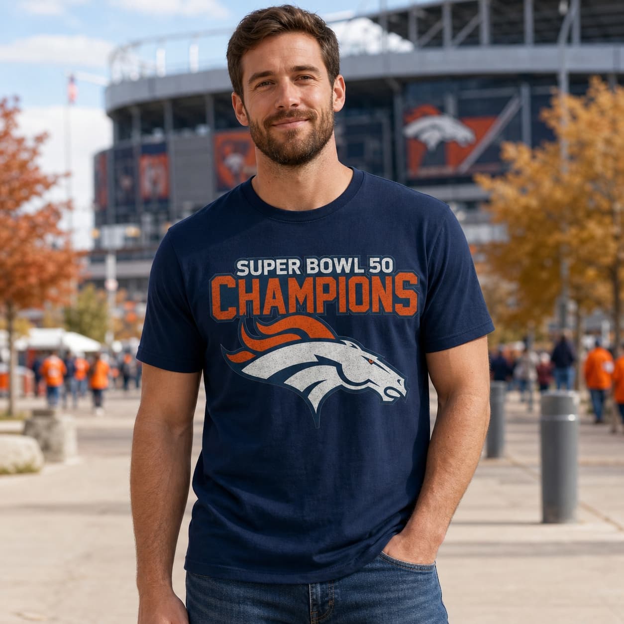 Denver Broncos Retro Super Bowl 50 Champs Football 2016 Artwork Shirt