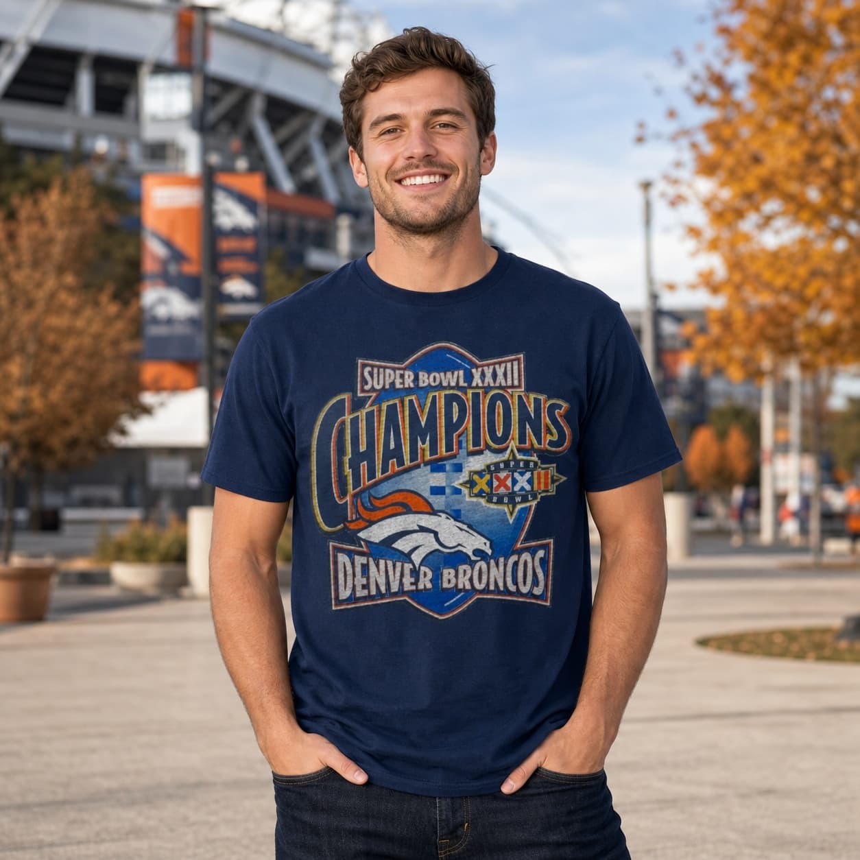 Denver Broncos Retro Super Bowl Champs Football 1998 Artwork Shirt