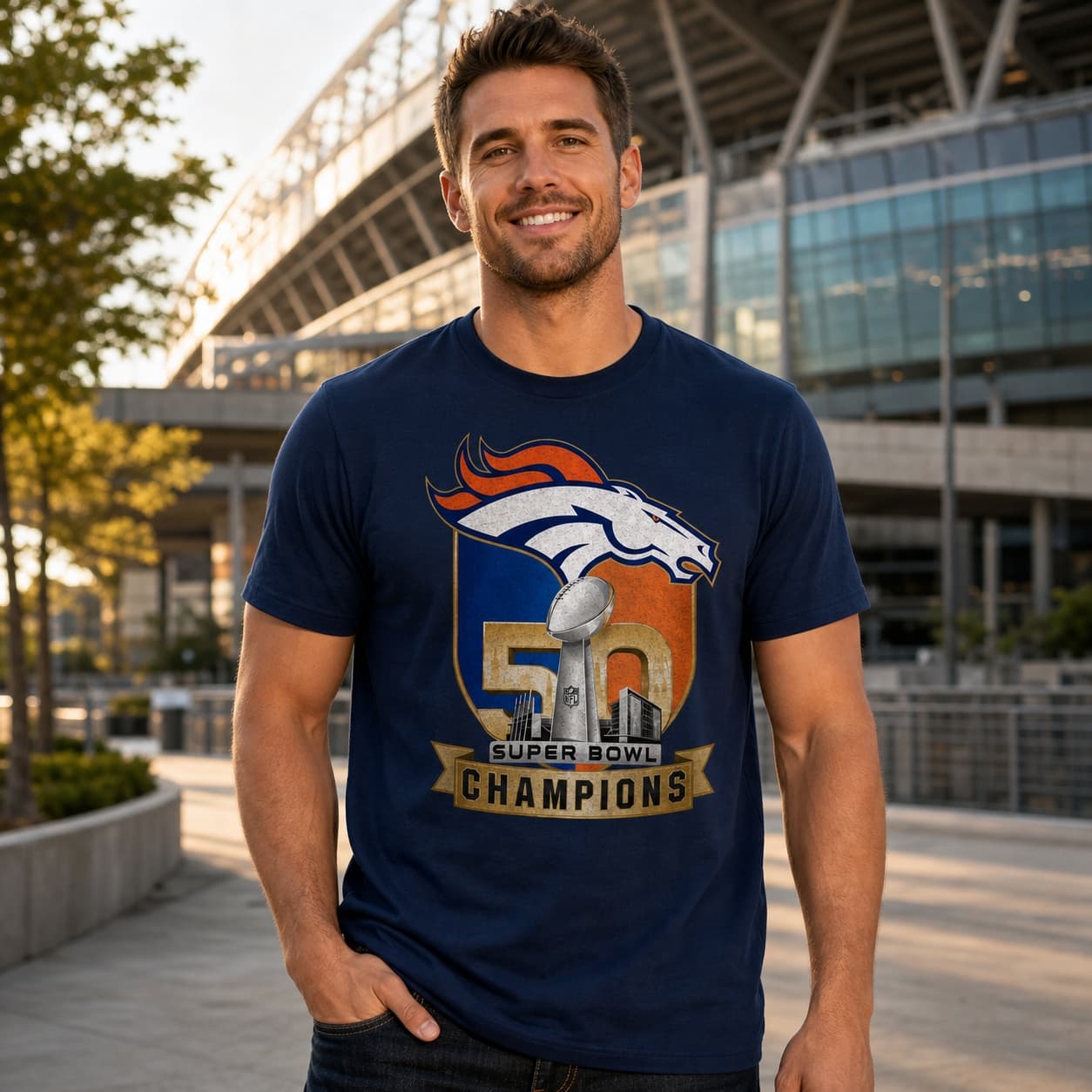 Denver Broncos Retro Super Bowl Champs Football 2016 Artwork Shirt