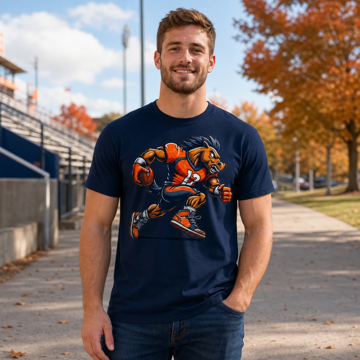 Denver Broncos Vintage Retro Football Mascot Artwork Shirt
