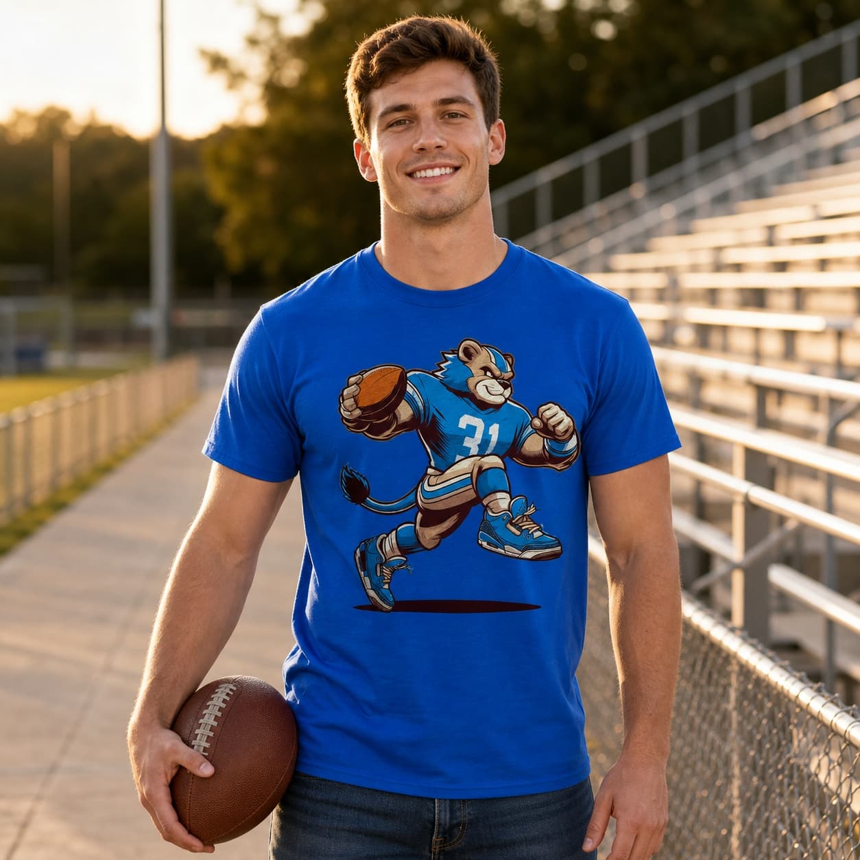 Detrioit Lions Vintage Retro Football Mascot Artwork Shirt