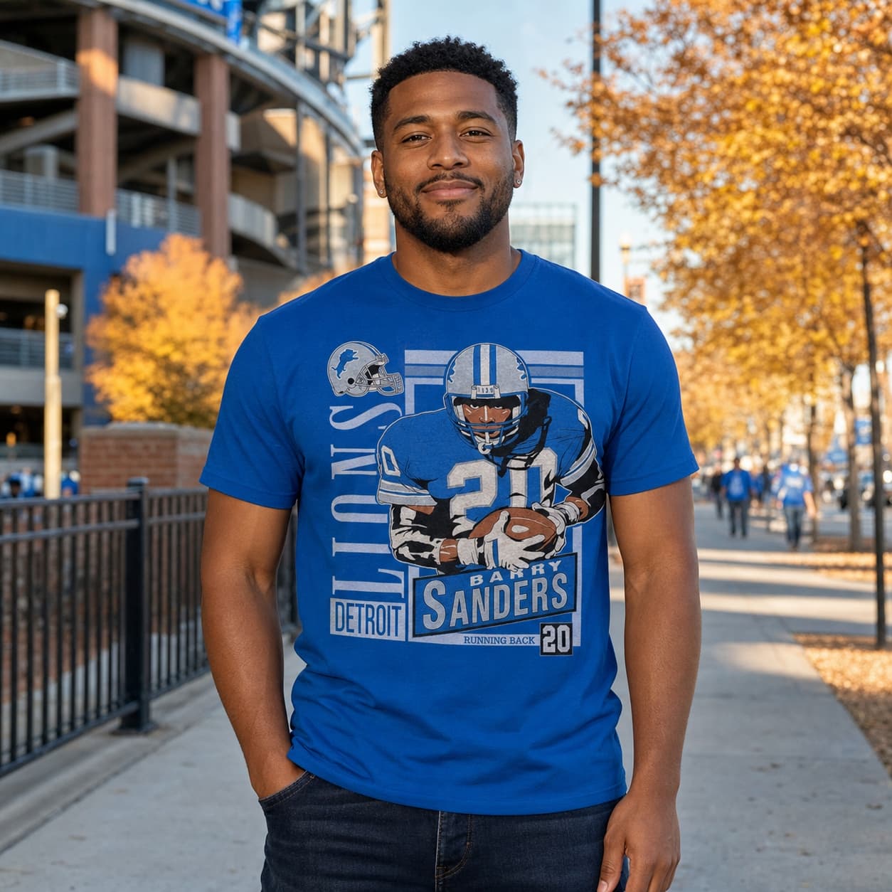 Detroit Lions Barry Sanders Retro Football 1991 Artwork Shirt