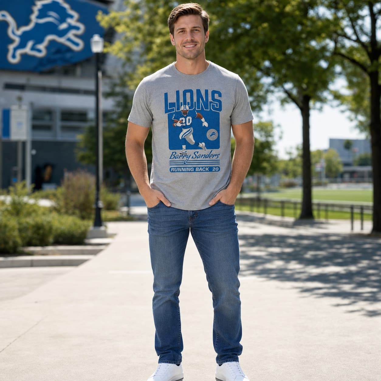Detroit Lions Barry Sanders Retro Football 1993 Artwork Shirt