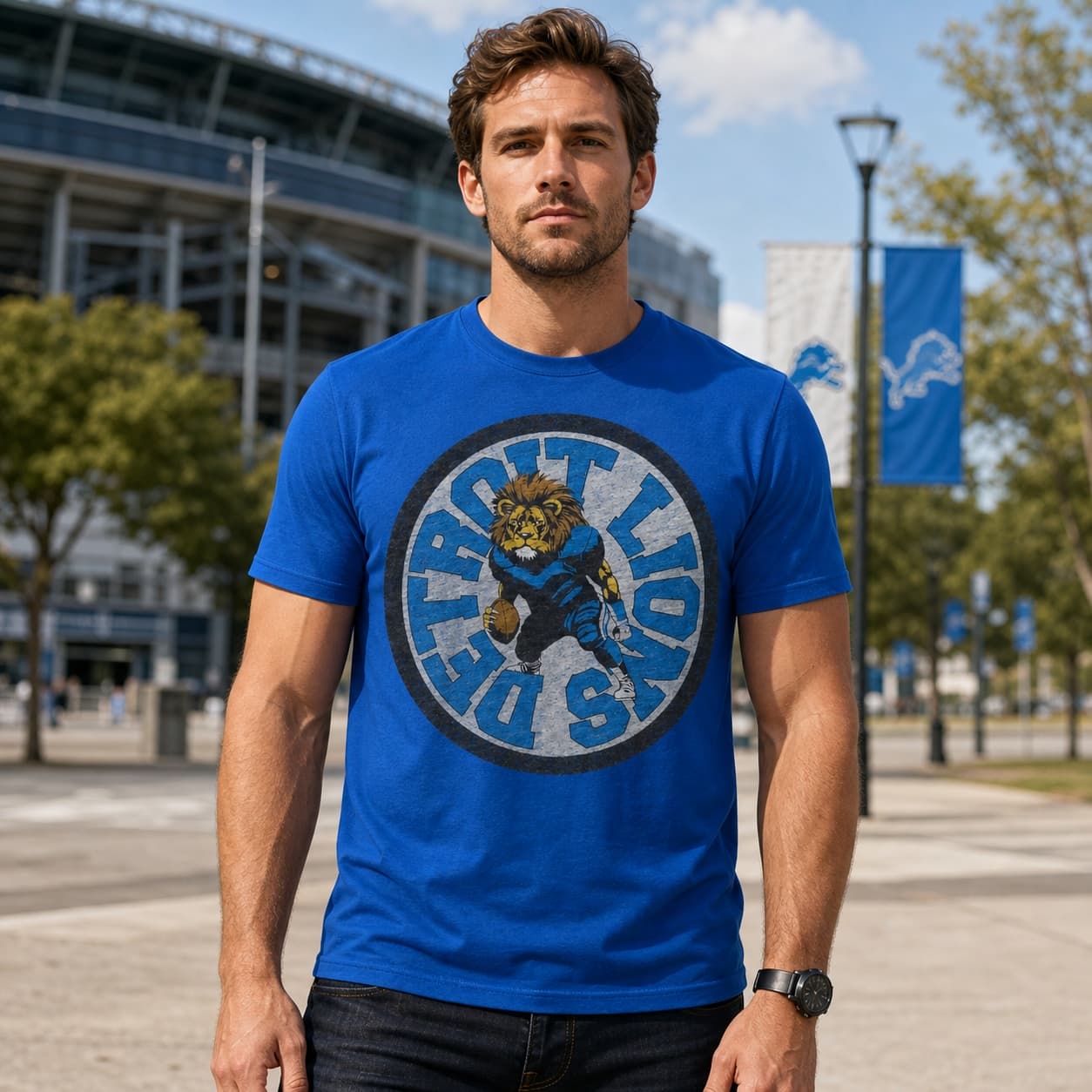 Detroit Lions Exclusive Retro Football 1950 Artwork Shirt