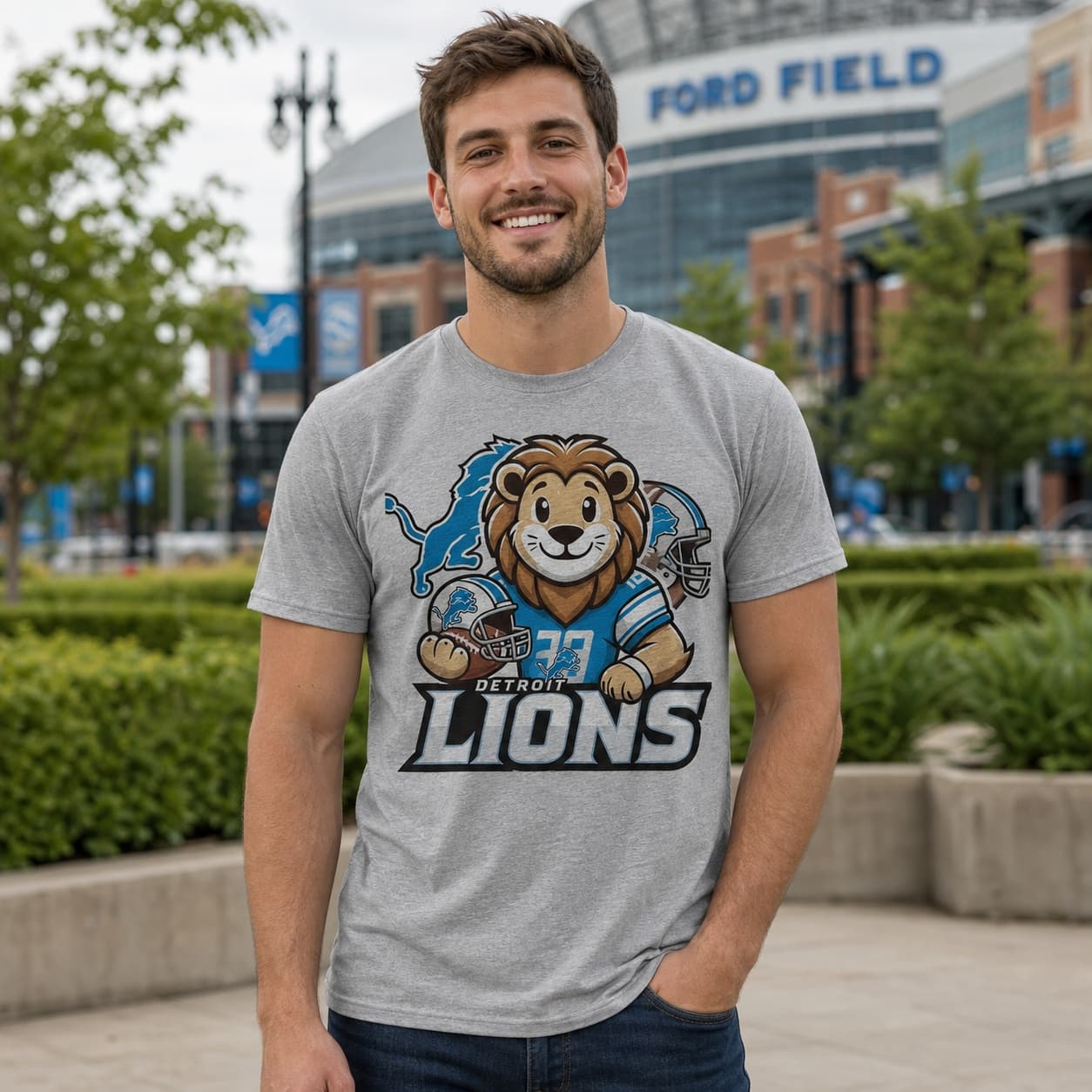 Detroit Lions Exclusive Retro Football Artwork Shirt
