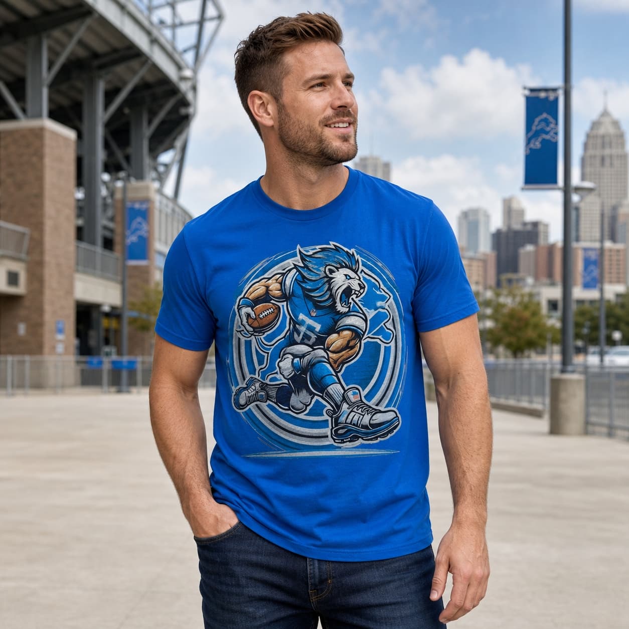 Detroit Lions Exclusive Retro Football Circle Artwork Shirt
