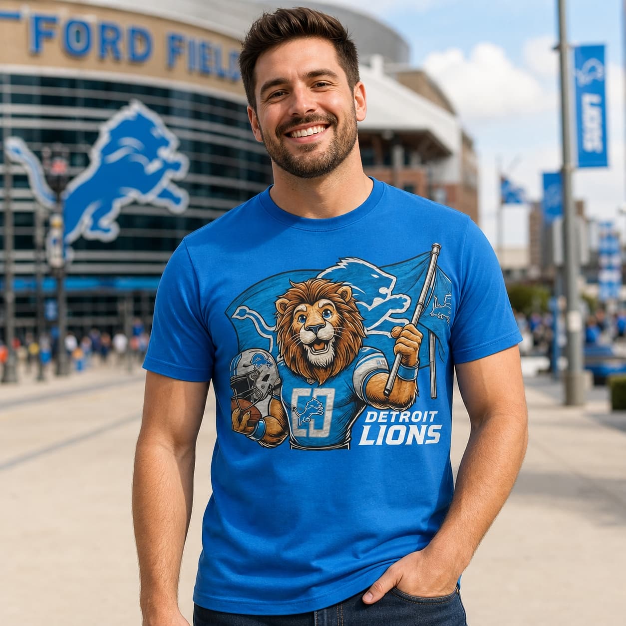 Detroit Lions Exclusive Retro Football Flag Artwork Shirt