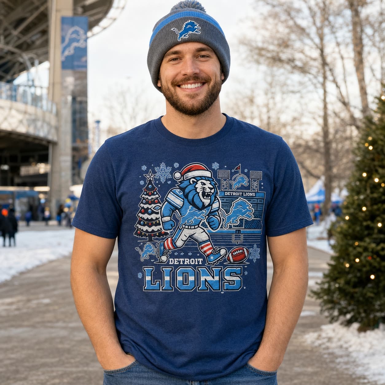 Detroit Lions Holiday Exclusive Retro Football Artwork Shirt